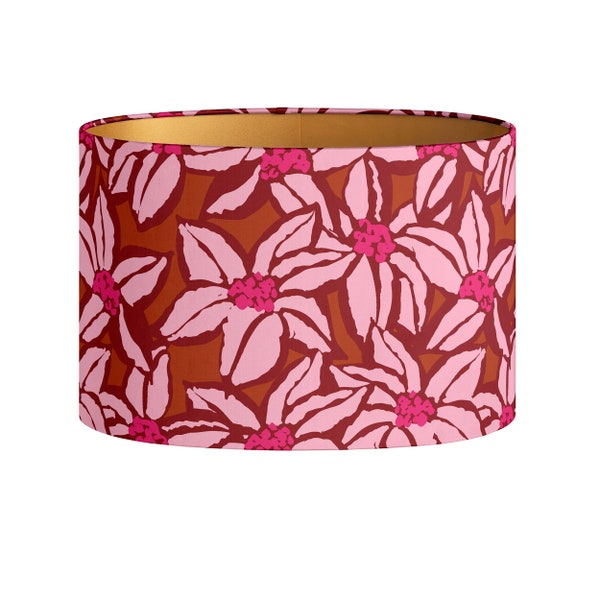 Lampshade Michelle Rust - Floral pattern print - Handmade - Lighting - Decorative - Organic cotton - Fabric - Room decor - Oval - Round