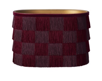 Lampshade Giselle Burgundy & Bordeaux - Fringes - Lighting - Luxury - Decorative - Sustainable cotton - Fabric - Oval