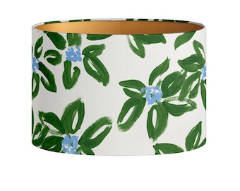 Lampshade Michelle Brush Green - Floral Pattern Print - Lighting - Handmade - Luxury - Decorative - Sustainable cotton - Fabric - Round