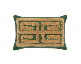 Decorative pillow Cleo Moss & Sand - 60x40 cm - 100% organic cotton canvas - home decor