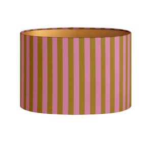 Lampshade Jackie Safari & Pink - Striped Pattern Print - Lighting - Handmade - Luxury - Decorative - Sustainable cotton - Fabric - Round