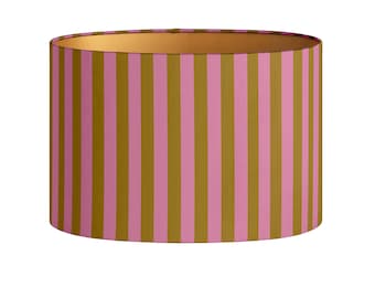 Abat-jour Jackie Safari & Pink - Imprimé rayé - Luminaire - Fait main - Luxe - Déco - Coton durable - Tissu - Rond