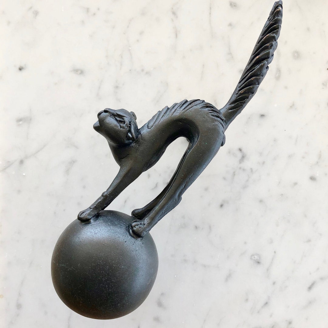 Solid Bronze Cast cat Door Knob Etsy