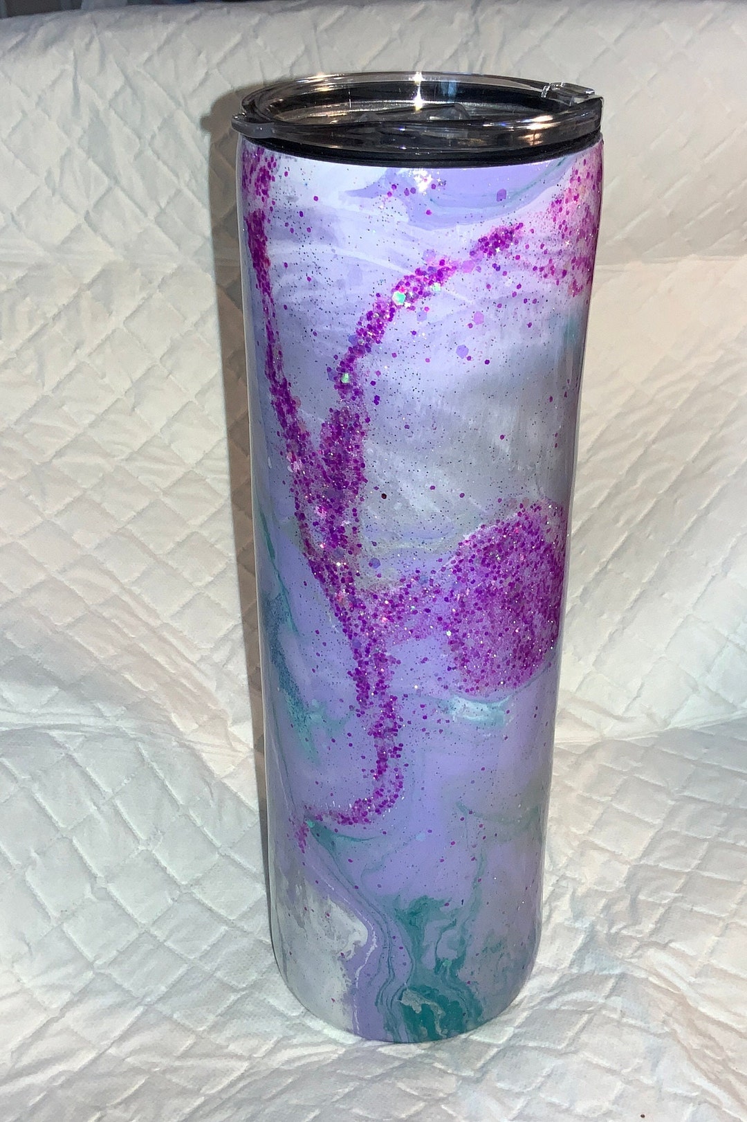 Hydro Dipped 30 Ounce Tumbler, Sports Lid, Teal and Purple, Unique Gift