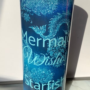 Tumbler, 20 ounce skinny, straight, mermaid, ocean, beach, blue and teal, sublimation, hot and cold, unique, gift, Mother’s Day, birthday