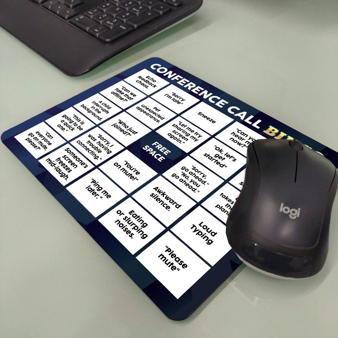 Dumpster Fire Conference Call Bingo Mouse Pad | Personalized Office Desk Accessory | Funny