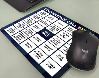 Conference Call Bingo Mouse Pad: Funny Office Team Game