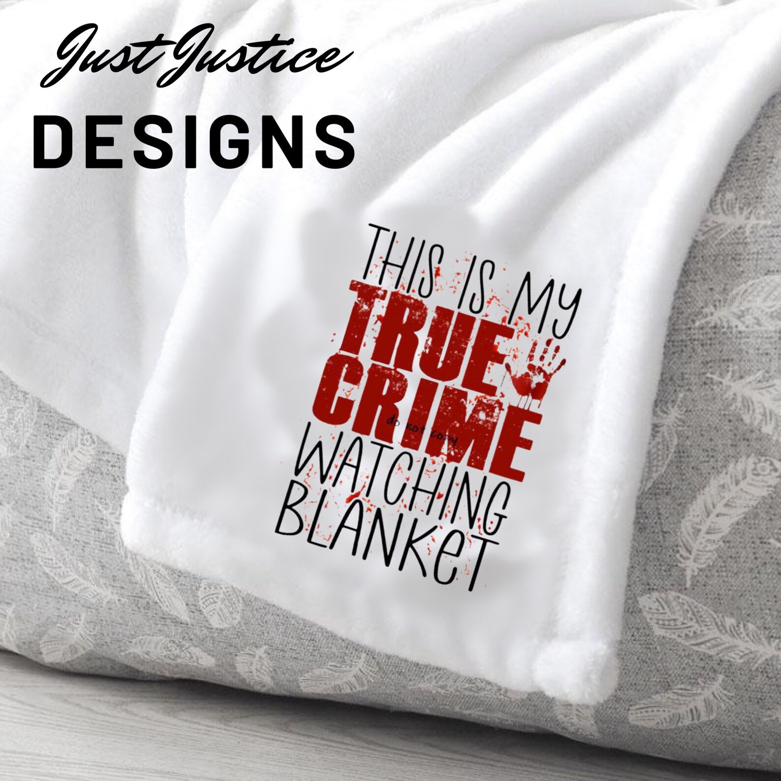 True Crime Watching Blanket True Crime Blanket Gray True Etsy
