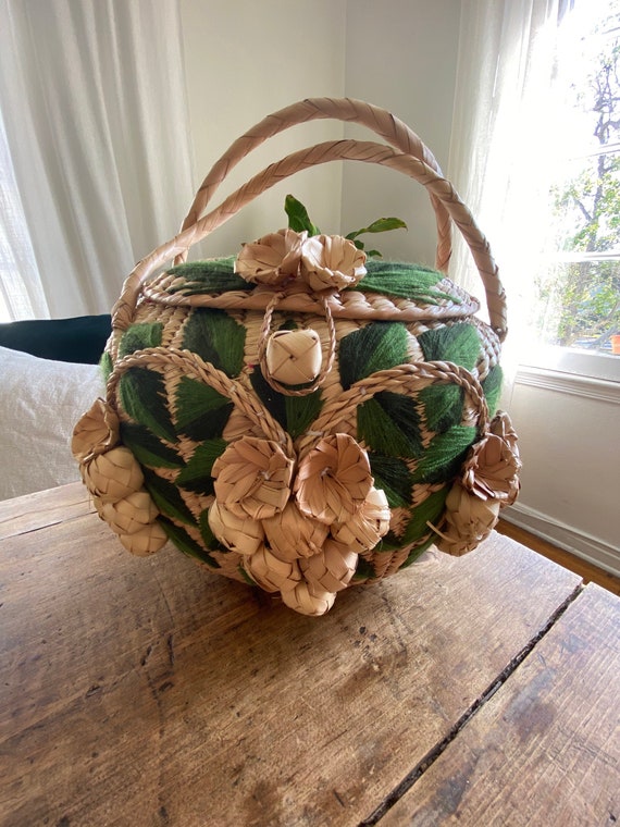 Vintage Woven Wicker Basket Bag
