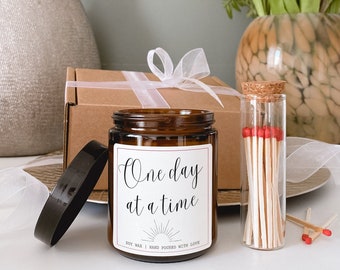 One Day At a Time, Supportive Gift, Grieving Friend, Sorry for Your Loss Gift, Get Well Soon, Sobriety candle, Bereavement Comfort Gift