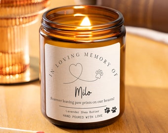 Pet Memorial Candle, Personalised Pet Loss  Candle, Dog Lover Soy Wax Scented Candle, Pet Memorial Pet Loss Custom Gift, In Loving Memory