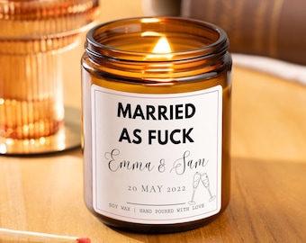 Married As Fuck Personalised Scented Candle, Wedding Gift for Couple, Funny Wedding Gift, Engagement gift, Congratulations Married Af