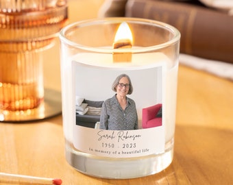 Memorial Candle Personalised Photo Gift, Custom Candle Remembrance Gift In Loving Memory Scented Candle