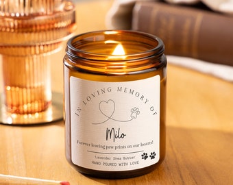 Pet Memorial Candle, Personalised Pet Loss  Candle, Dog Lover Soy Wax Scented Candle, Pet Memorial Pet Loss Custom Gift, In Loving Memory
