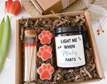 Light Me When Dog Farts, Funny Candle For Dog Owner, Custom Funny Birthday Present For Dog Mum Dog Dad, Dog Lover Gift Paw Prints Wax Melts