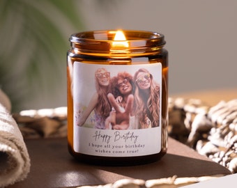 Photo Birthday Candle Personalised Gift, Soy Wax Candle Gift for Women, Gift for Him - Mothers Day / Christmas / Valentines Gift