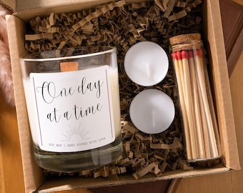 One Day At a Time, Supportive Gift, Grieving Friend, Sorry for Your Loss Gift, Get Well Soon, Sobriety candle, Bereavement Comfort Gift