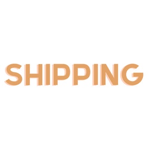 May include: The word "SHIPPING" in a light orange colour with a shadow effect.