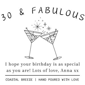 30th Celebration, 30th Birthday Gift, Milestone Birthday, Thirty & Fabulous, 30 and Fabulous, candle gift set, Personalised Candle, birthday hamper, birthday presents, presents for her, gifts for women