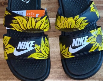 nike sandals with sunflowers