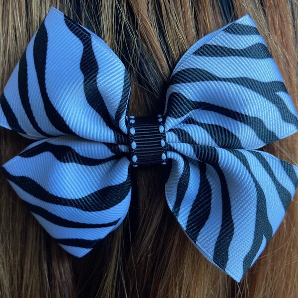 Zebra Print Hair Bow Etsy