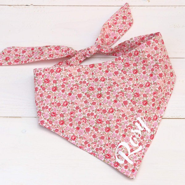 dog bandana with little flowers, personalized Dog Bandana, gift for dogs, Tie on Dog Bandana, Dog Gift, Dog Scarf, Dog Accessories