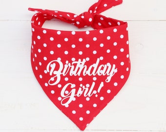 Pañuelo de cumpleaños para perros, pañuelo de cumpleaños para perros, pañuelo rojo con lunares blancos, pañuelo triangular para perros, regalo para perros,
