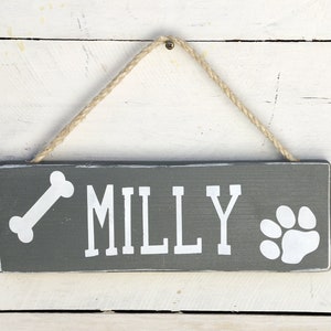 Hunde Namensschild aus Holz, Hundehütte Namenschild zum aufhängen, personalisiertes Namensschild für Hund