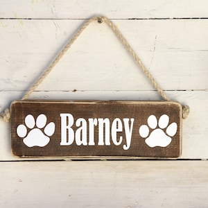 dog name sign, wood pet sign, Paw prints dog name sign, dog lover gift,Wall decor, personalized wood dog sign