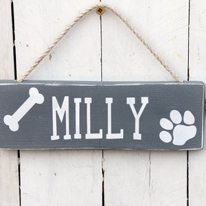Personalized wood dog name sign, Paw prints pet sign, Paw prints dog name sign, dog lover gift, Wall decor, image 6
