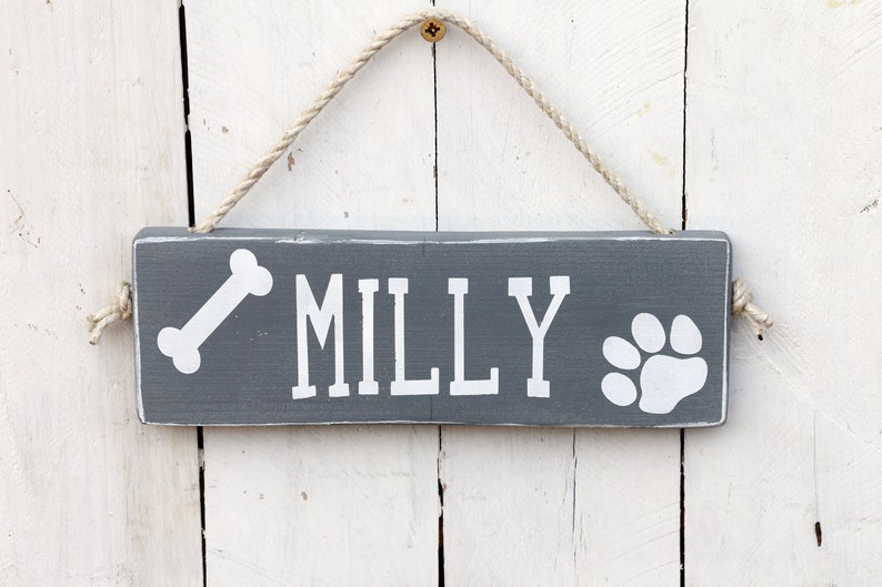 Personalized wood dog name sign, Paw prints pet sign, Paw prints dog name sign, dog lover gift, Wall decor, image 6