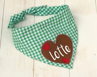 Pañuelo para perro Oktoberfest, pañuelo a cuadros blancos y verdes, pañuelo con nombre, pañuelo para perro