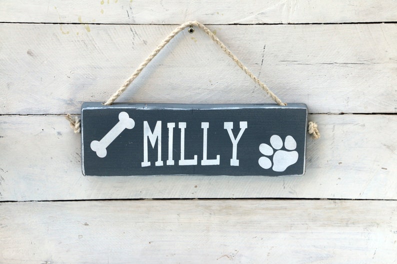 Personalized wood dog name sign, Paw prints pet sign, Paw prints dog name sign, dog lover gift, Wall decor, image 5