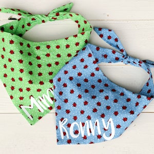 dog bandana with little lady bugs, personalized Dog Bandana, summer dog bandana, tie on Dog Bandana, Dog Gift, Dog Scarf,