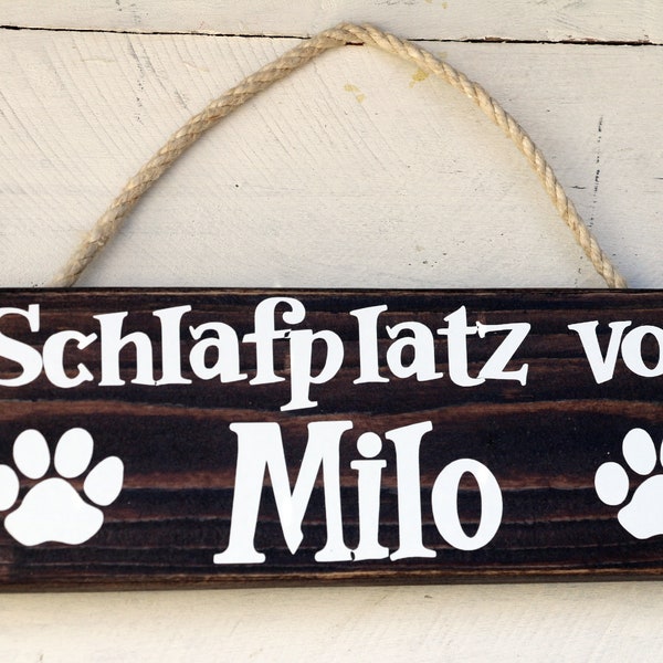 Hunde Schlafplatz Schild, Hundebett Namensschild ,personalisiertes Hunde Namensschild ,aus Holz, Hundehütte Namenschild