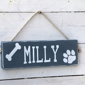 Personalized wood dog name sign, Paw prints pet sign, Paw prints dog name sign, dog lover gift, Wall decor, image 4