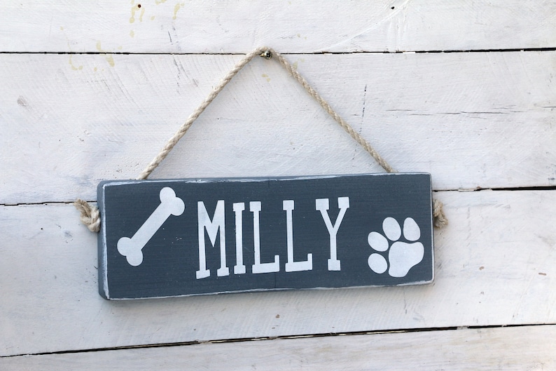 Personalized wood dog name sign, Paw prints pet sign, Paw prints dog name sign, dog lover gift, Wall decor, image 4