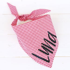 Dog bandana in red Gingham with name, Bandana dogs, gift for dogs, Tie on Dog Bandana, Dog Gift, Dog Scarf, Dog Accessories