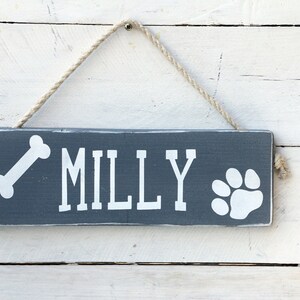 Personalized wood dog name sign, Paw prints pet sign, Paw prints dog name sign, dog lover gift, Wall decor, image 2