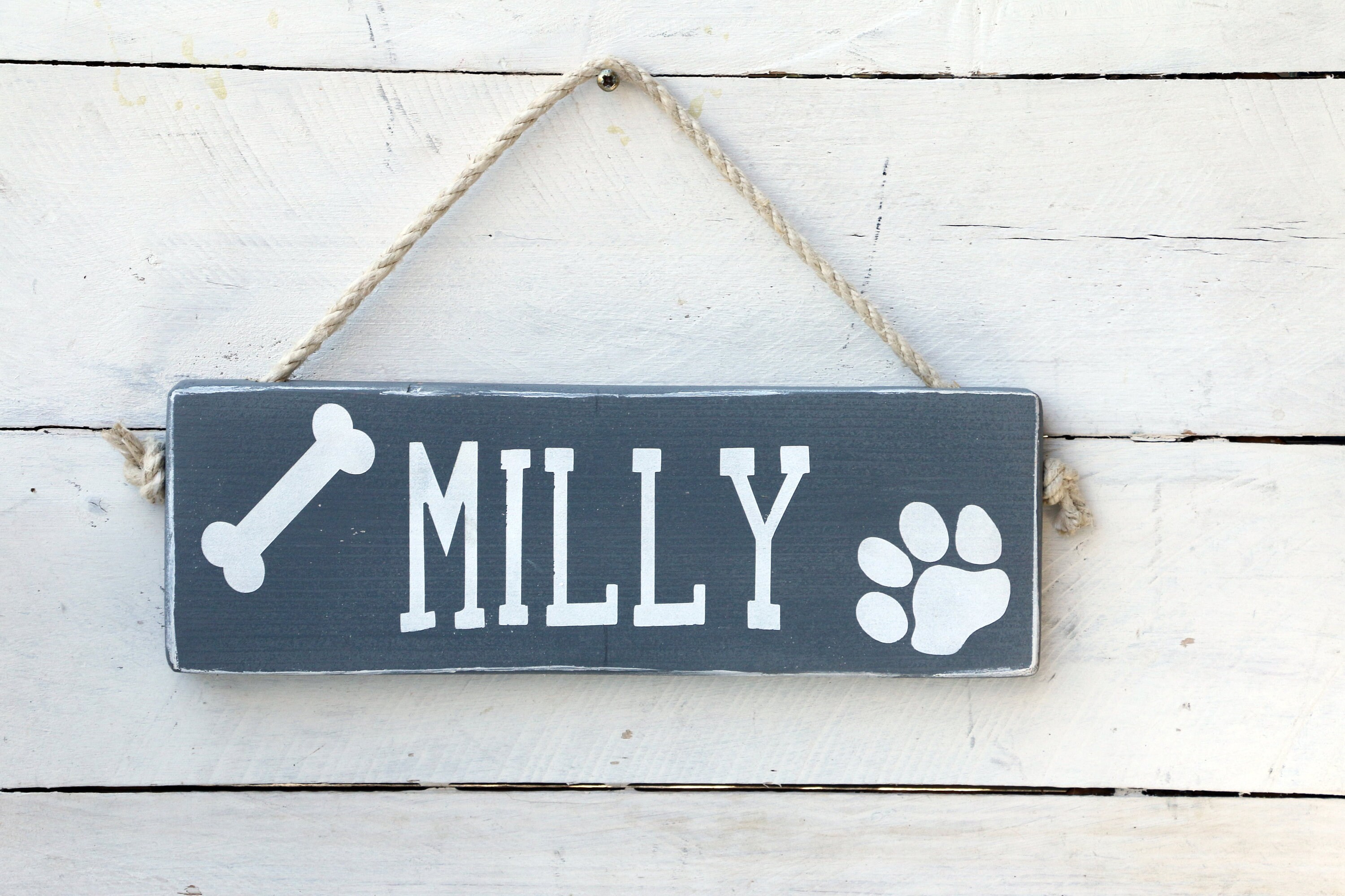 Personalized Wood Dog Name Sign Paw Prints Pet Sign Paw Etsy