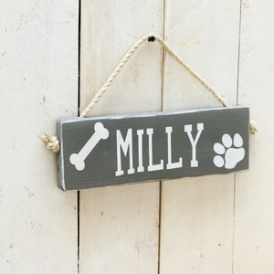 Personalized wood dog name sign, Paw prints pet sign, Paw prints dog name sign, dog lover gift, Wall decor, image 3