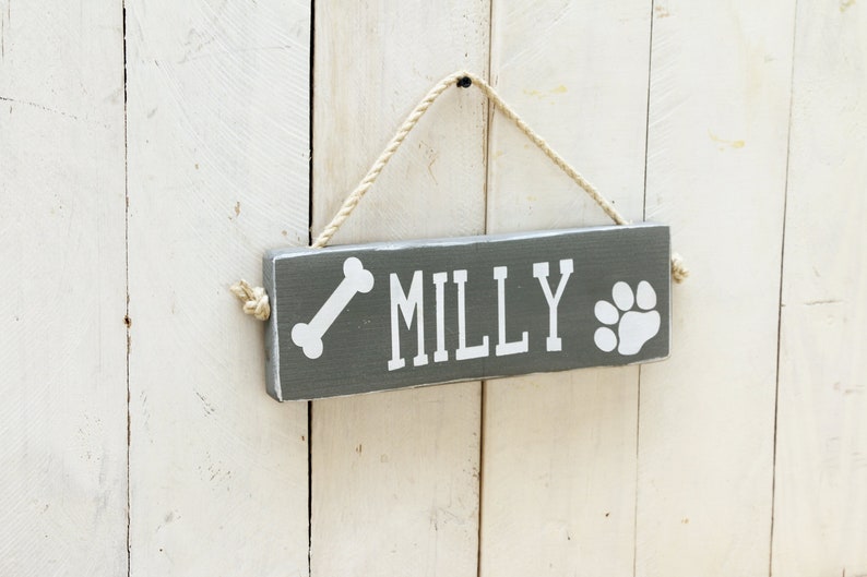Personalized wood dog name sign, Paw prints pet sign, Paw prints dog name sign, dog lover gift, Wall decor, image 3