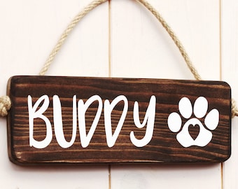 wood dog name sign, personalized dog sign, dog house sign, rustic pet sign, wall decor dog sign, dog owner gift, pet name sign,