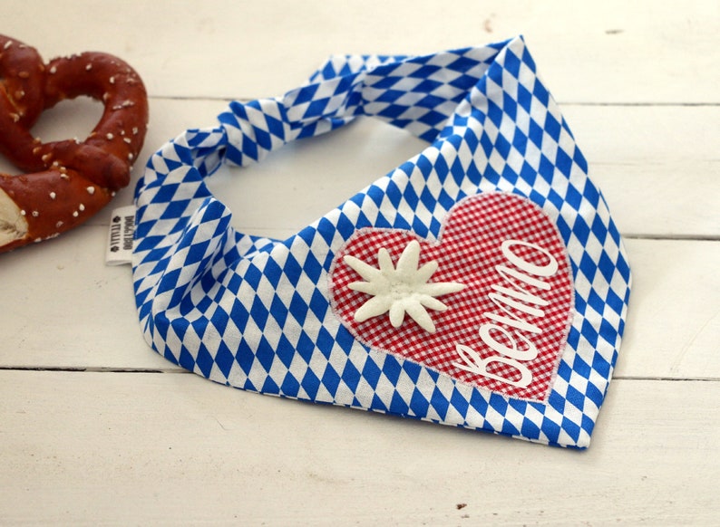 Hundehalstuch Bayernraute, bayerische Hunde Bandana mit Name, Hundehalstuch blau weiß, Bandana-Schal, Geschenk für Hunde, Haustierzubehör, Bild 6