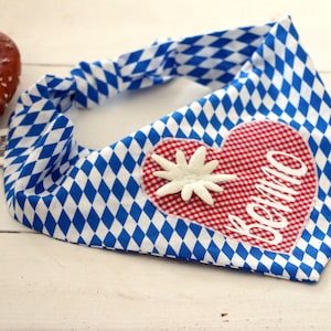 Hundehalstuch Bayernraute, bayerische Hunde Bandana mit Name, Hundehalstuch blau weiß, Bandana-Schal, Geschenk für Hunde, Haustierzubehör, Bild 7