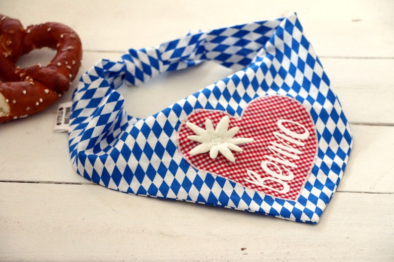 Hundehalstuch Bayernraute, bayerische Hunde Bandana mit Name, Hundehalstuch blau weiß, Bandana-Schal, Geschenk für Hunde, Haustierzubehör, Bild 7