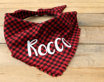 Buffalo check dog bandana, red and black Buffalo dog Bandana, personalized Dog Bandana, gift for dogs, Tie on Dog Bandana, Dog Gift,