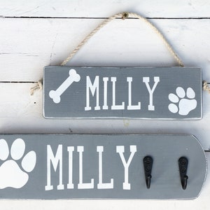 Personalized wood dog name sign, Paw prints pet sign, Paw prints dog name sign, dog lover gift, Wall decor, image 9