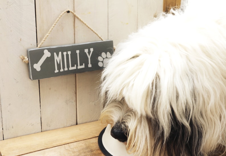 Personalized wood dog name sign, Paw prints pet sign, Paw prints dog name sign, dog lover gift, Wall decor, image 8