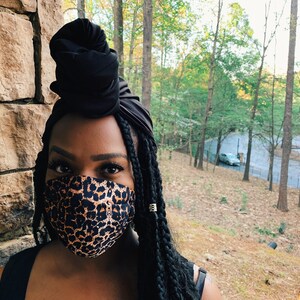 Leopard Pleated Face Mask with Filter, 100% Cotton. Washable and Reusable. MADE IN USA